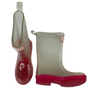 American Girl Peekaboo Willies Clear/Pink Calf Rain Boots Girl Rubber Size 12/13